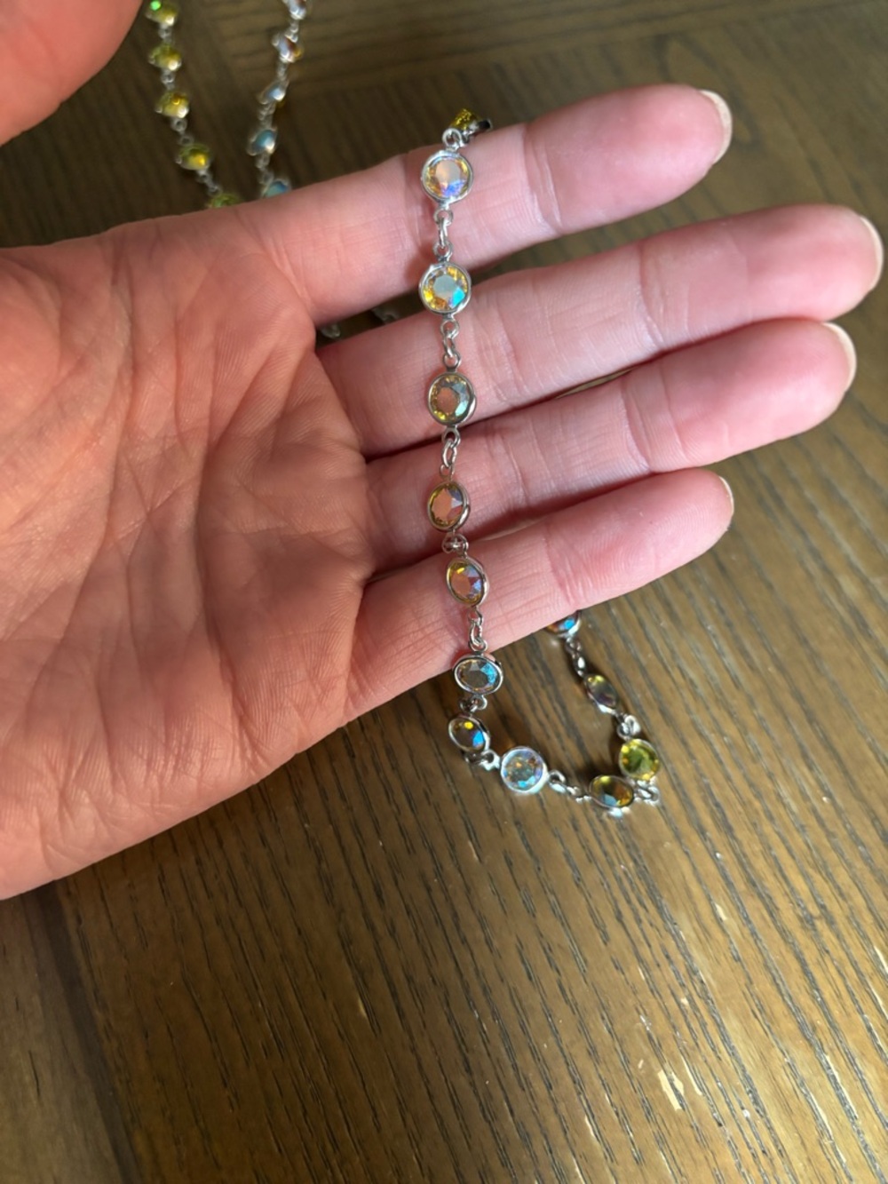 Touchstone crystal Beaded Necklace with Lemon ice/ Yellow Stones on Silver Chain - Picture 2 of 2